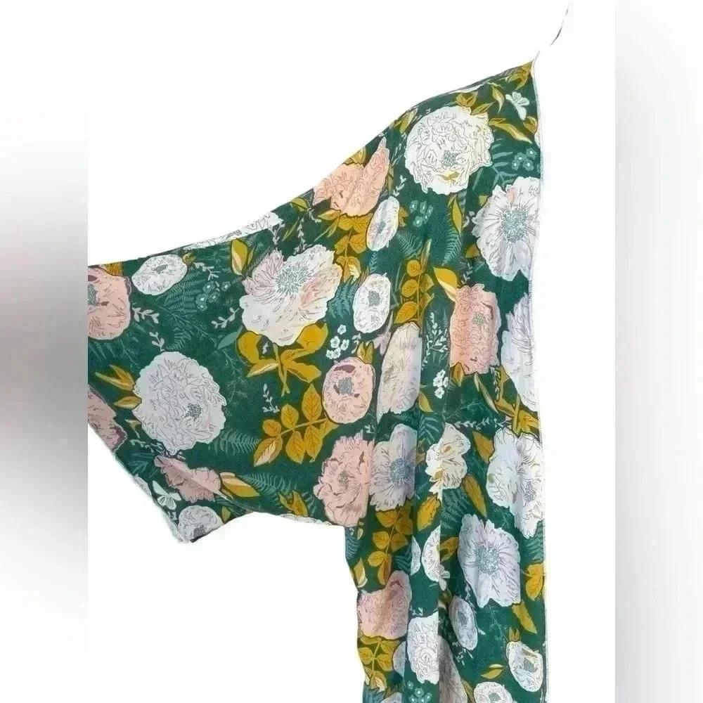 Lucky Franklin women’s floral kimono green / yellow size 2x 3x in excellent used - Picture 4 of 7